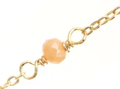 Chaine perlée - perles roses et blanches - doré à l'or fin 18K x 20 cm