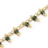Chaine perles facettes - vert foncé - doré à l'or fin 18K x 20 cm
