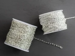 Chaine trombone 6 x 2 mm - laiton flashé argent 925 - qualité premium