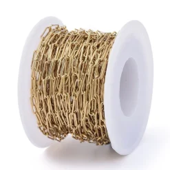 Chaine trombone dorée 10x3 mm - acier inoxydable 304 x 20 cm