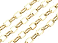 Chaîne en acier inoxydable 304 - 6,6 x 4 mm - doré à l'or fin 18 K x 20 cm