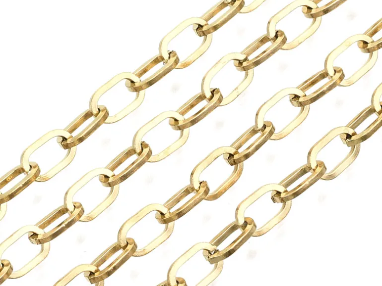 Chaîne en acier inoxydable 304 - 6,6 x 4 mm - doré à l'or fin 18 K x 20 cm