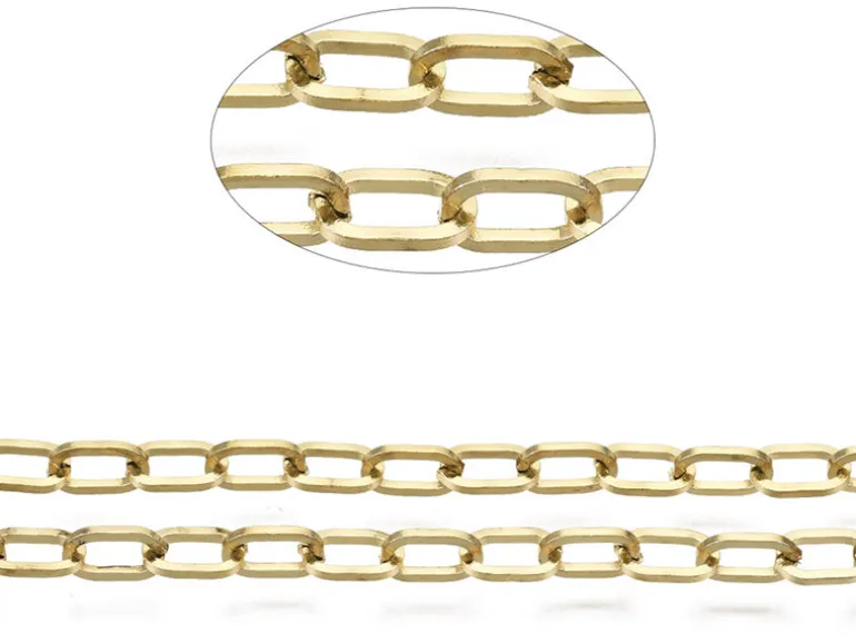 Chaîne en acier inoxydable 304 - 6,6 x 4 mm - doré à l'or fin 18 K x 20 cm