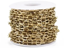 Chaîne en acier inoxydable 304 - 6,6 x 4 mm - doré à l'or fin 18 K x 20 cm