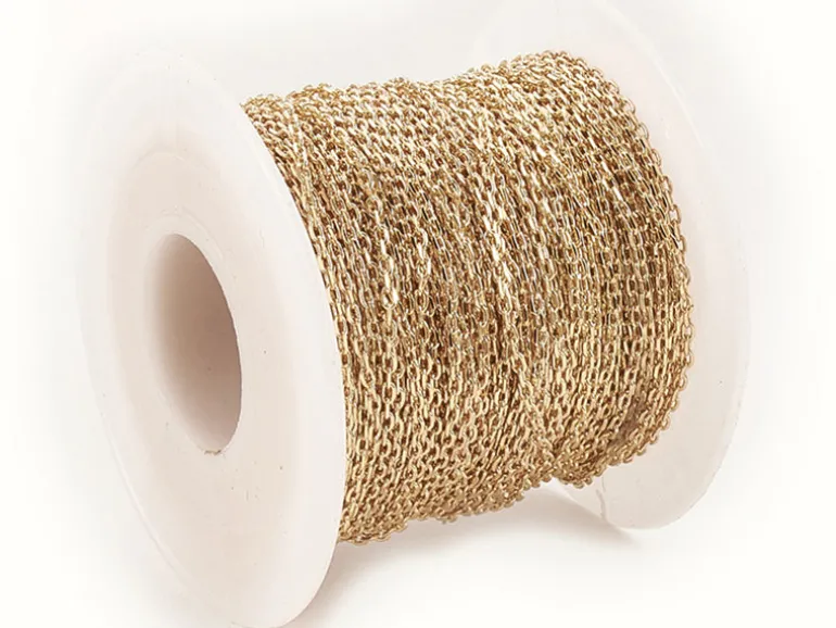Chaîne forçat à facettes 2,3 x 1,4 mm - doré à l'or fin 18 K x 20 cm