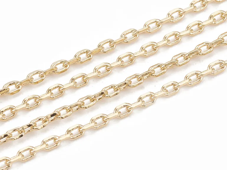 Chaîne forçat à facettes 2,3 x 1,4 mm - doré à l'or fin 18 K x 20 cm
