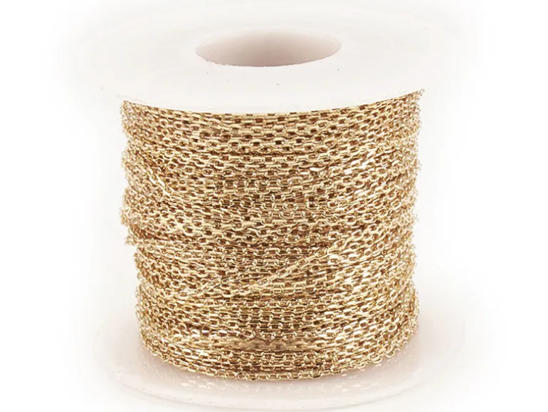 Chaîne forçat à facettes 2,3 x 1,4 mm - doré à l'or fin 18 K x 20 cm
