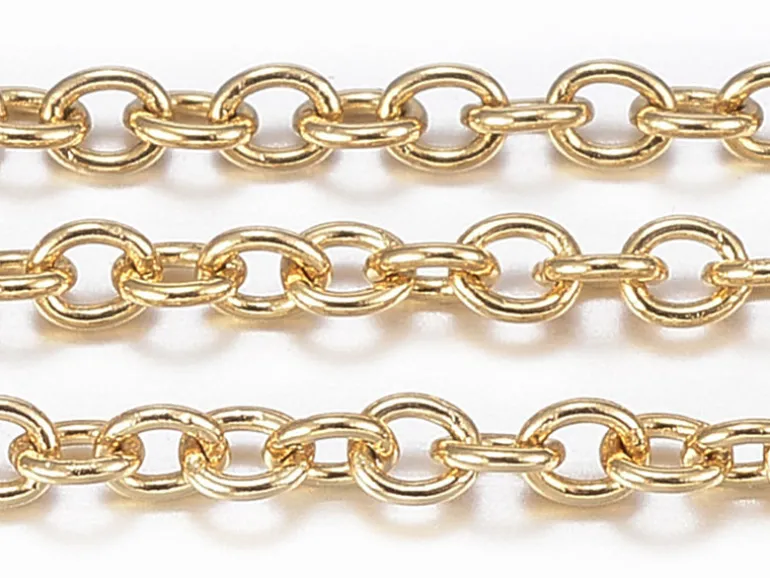 Chaîne forçat 1,5 mm acier inox. dorée x 20 cm