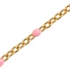 Chaîne forçat dorée avec points émaillés résine époxy rose x 20 cm