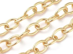 Chaîne jaseron ovale 11 x 8 mm - doré à l'or fin 18 K x 20 cm