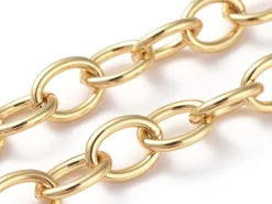 Chaîne jaseron ovale 11 x 8 mm - doré à l'or fin 18 K x 20 cm