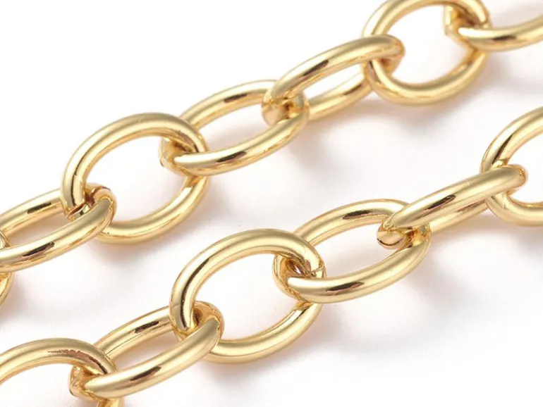 Chaîne jaseron ovale 11 x 8 mm - doré à l'or fin 18 K x 20 cm