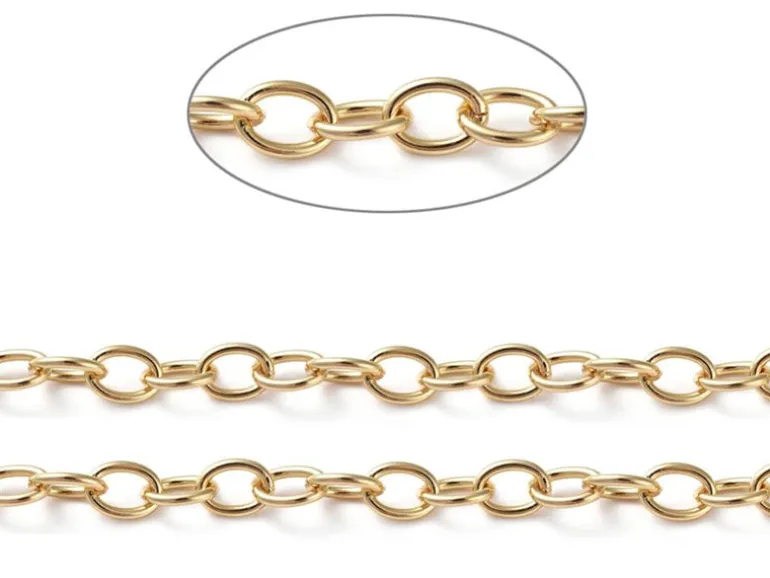 Chaîne jaseron ovale 11 x 8 mm - doré à l'or fin 18 K x 20 cm