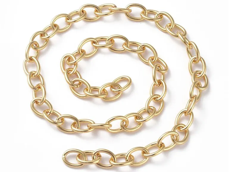 Chaîne jaseron ovale 11 x 8 mm - doré à l'or fin 18 K x 20 cm