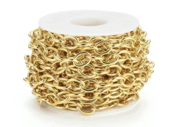 Chaîne jaseron ovale 11 x 8 mm - doré à l'or fin 18 K x 20 cm