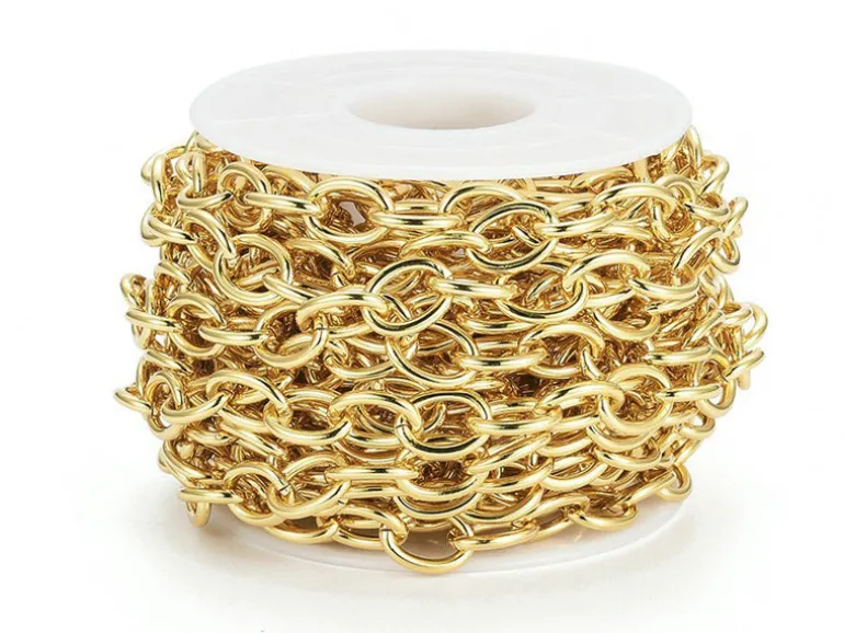 Chaîne jaseron ovale 11 x 8 mm - doré à l'or fin 18 K x 20 cm