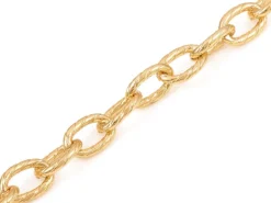 Chaîne maillons ovales effet torsadé 10 x 6,5 mm - doré à l'or fin 18 K x 20 cm