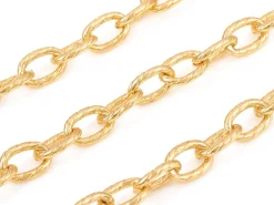 Chaîne maillons ovales effet torsadé 10 x 6,5 mm - doré à l'or fin 18 K x 20 cm