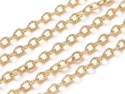 Chaîne ovale texturée 2,5 x 3,5 mm - doré à l'or fin 18 K x 20 cm
