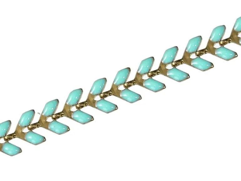 Chaîne épi émaillée bleue turquoise - 50 cm