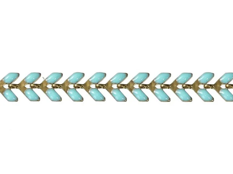 Chaîne épi émaillée bleue turquoise - 50 cm