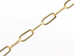 Chaîne trombone - 6 x 2 mm - doré à l'or fin 18K x 20 cm