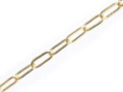 Chaîne trombone - 6 x 2 mm - doré à l'or fin 18K x 20 cm