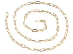 Chaîne trombone - 6 x 2 mm - doré à l'or fin 18K x 20 cm