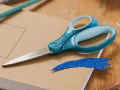 Ciseaux collège Fiskars 18 cm bleu pailleté