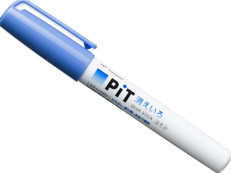 Colle bâton Tombow PIT bleue qui devient transparente