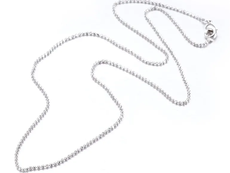 Collier 44,5 cm - chaîne bille - plaqué platine