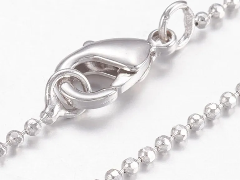 Collier 44,5 cm - chaîne bille - plaqué platine