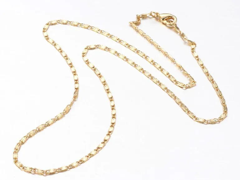 Collier 44,5 cm - chaîne fantaisie - doré à l'or fin 18K