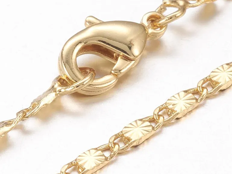 Collier 44,5 cm - chaîne fantaisie - doré à l'or fin 18K