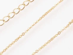 Collier 44,5 cm avec chaîne d'extension - chaîne forçat - doré à l'or fin 18K