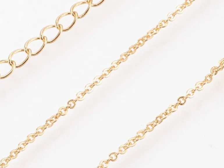 Collier 44,5 cm avec chaîne d'extension - chaîne forçat - doré à l'or fin 18K