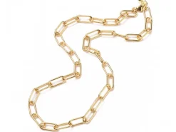 Collier chaîne à maillons rectangulaires en laiton doré à l’or fin