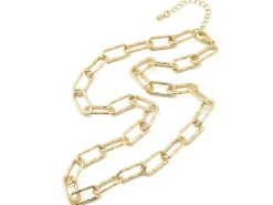 Collier chaîne à maillons texturés en laiton doré à l’or fin – 43,3 cm