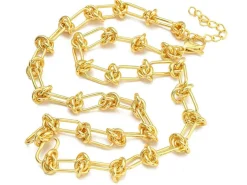 Collier chaîne à nœuds en laiton doré à l’or fin