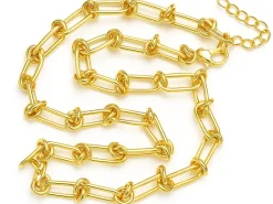 Collier chaîne à nœuds en laiton doré à l’or fin