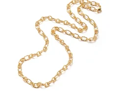Collier chaîne cable texturée en acier inoxydable 304 doré à l’or fin