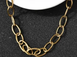 Collier chaîne câble 41,3 cm - acier inoxydable 304 doré à l’or fin