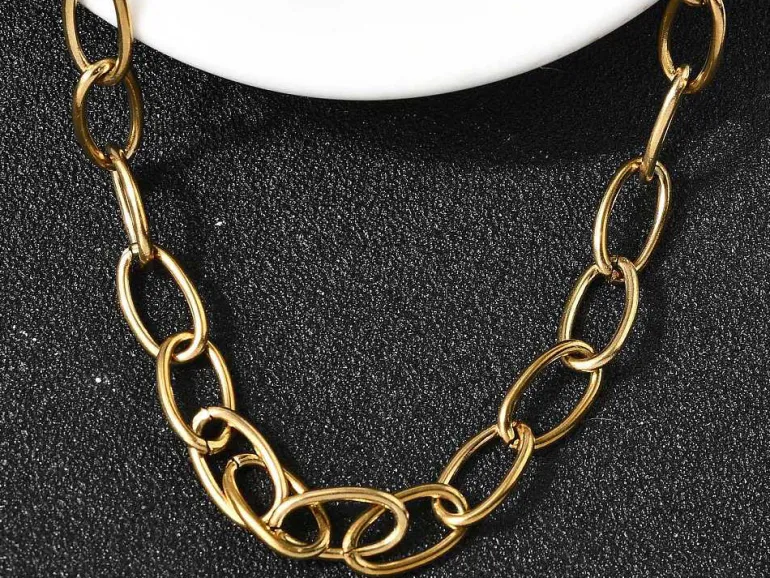 Collier chaîne câble 41,3 cm - acier inoxydable 304 doré à l’or fin