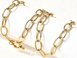 Collier chaîne câble 41,3 cm - acier inoxydable 304 doré à l’or fin