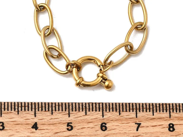 Collier chaîne câble 41,3 cm - acier inoxydable 304 doré à l’or fin