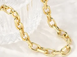 Collier chaîne câble 57,1 cm - laiton doré à l’or fin