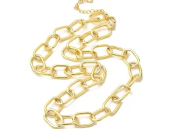 Collier chaîne câble 44 cm - laiton doré à l’or fin