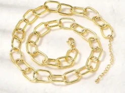 Collier chaîne câble 44 cm - laiton doré à l’or fin