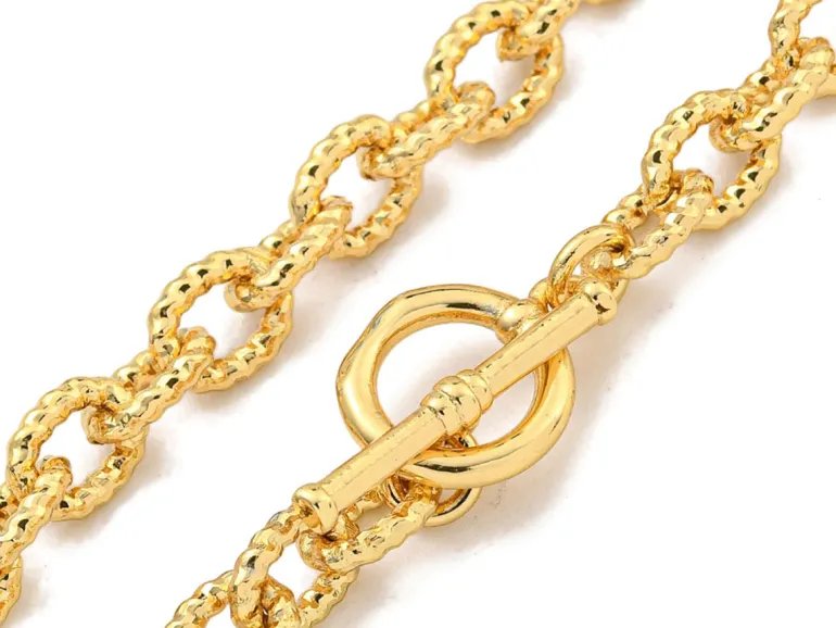 Collier chaîne câble en laiton doré à l’or fin