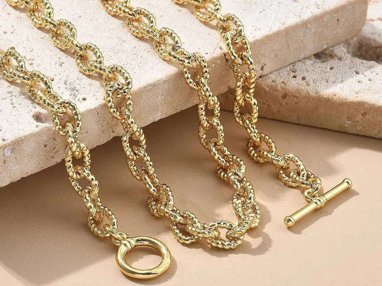 Collier chaîne câble en laiton doré à l’or fin